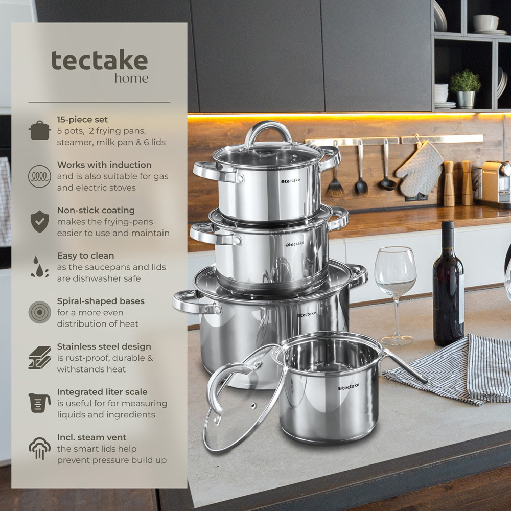 tectake Turin 15 Piece Cookware Set Image 4