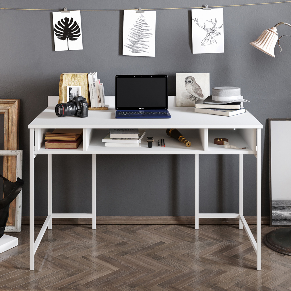 Decorotika Tumata 3 Shelf Study Desk White Image 3