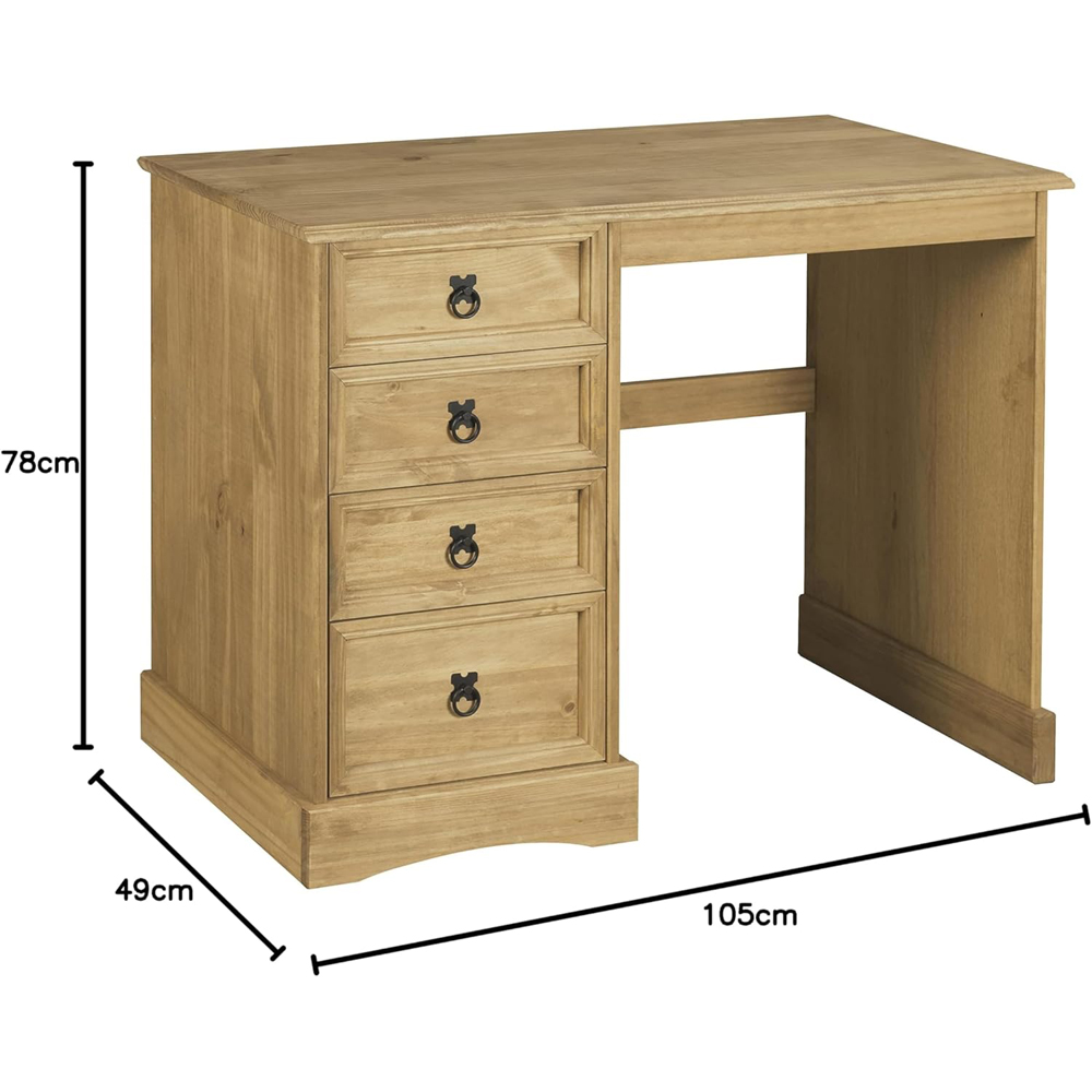 Mews Corona 4 Drawer Waxed Pine Dressing Table Image 8