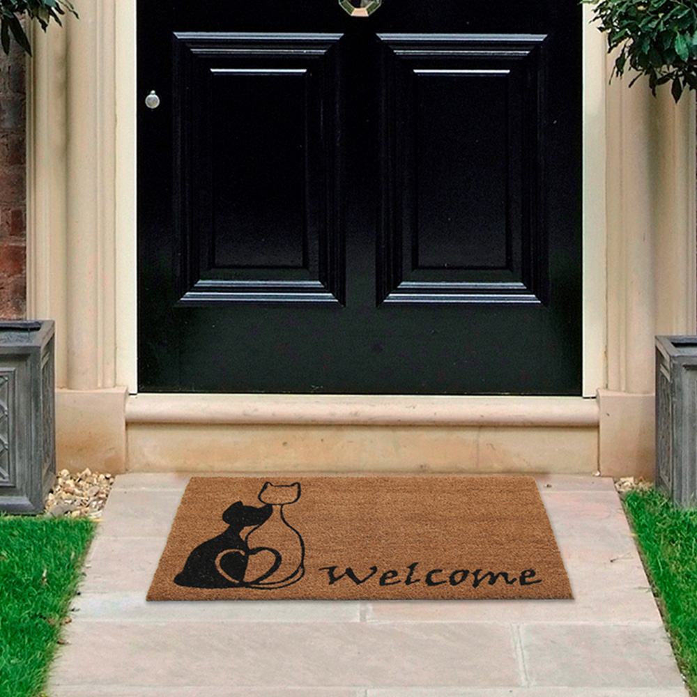 Coco & Coir Meow Romance Coir Door Mat 45 x 75cm Image 2