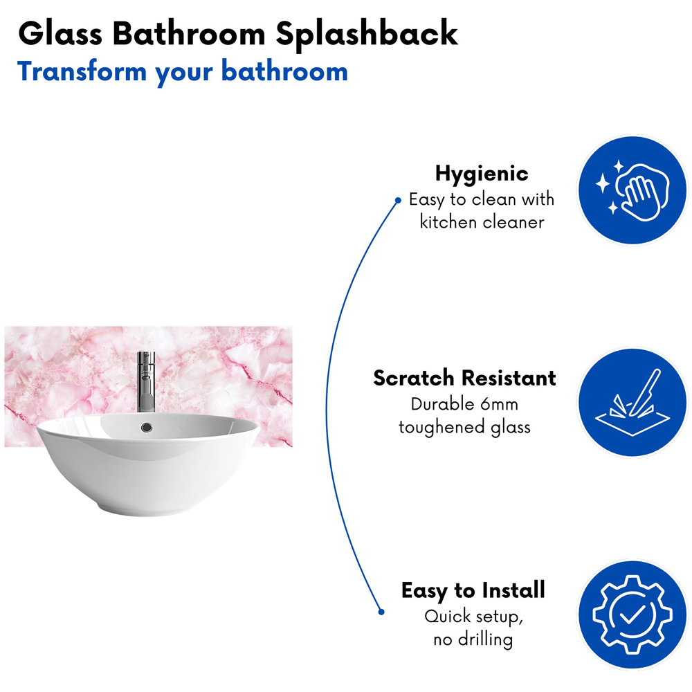 Warren Reed Designer Pink and White Quartz Effect Bathroom Splashback 25 x 60cm Image 4