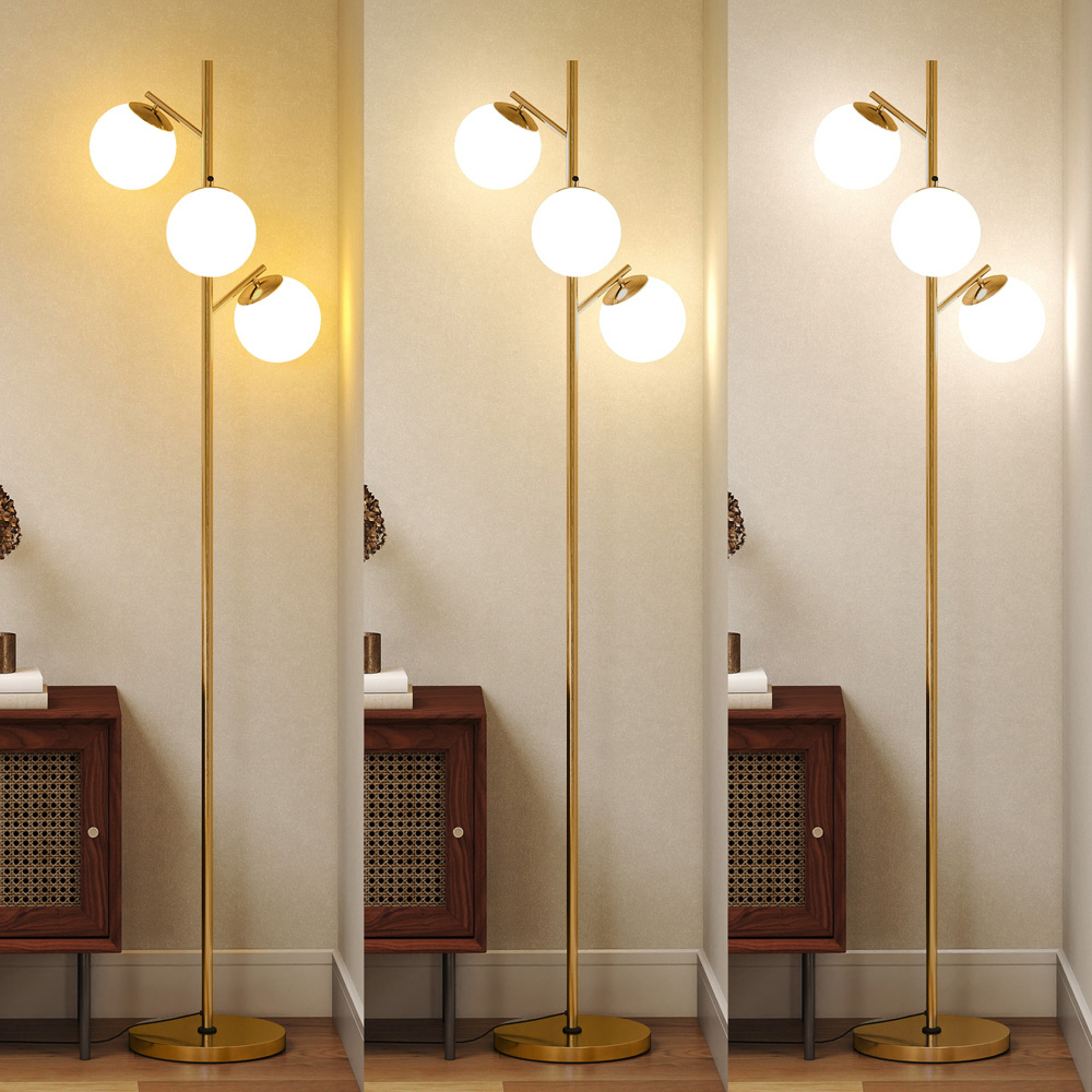 HOMCOM Gold 3 Light Tree Floor Lamp Image 6