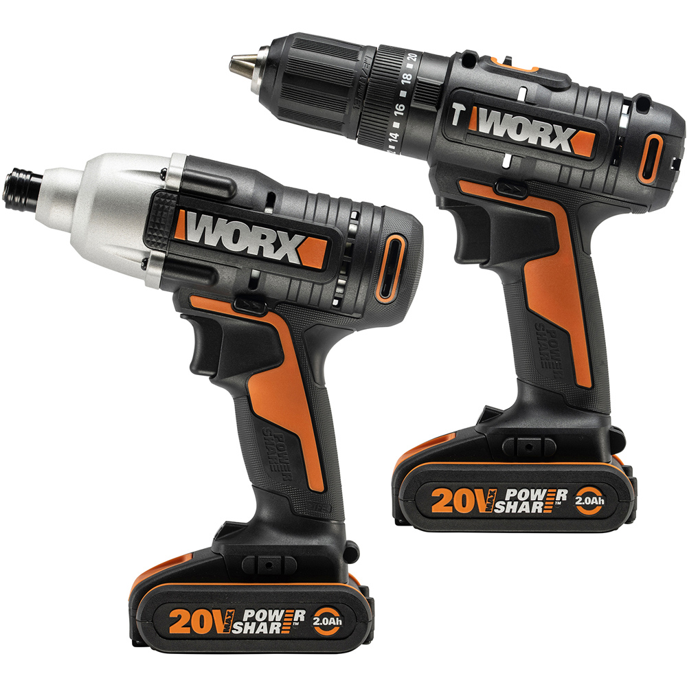 Worx WX902 20V Combi Drill and Impact Driver Set with Batteries and Charger Image 4