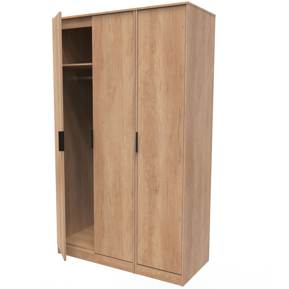 Crowndale Hong Kong 3 Door Nebraska Oak Tall Wardrobe Ready Assembled Image 3