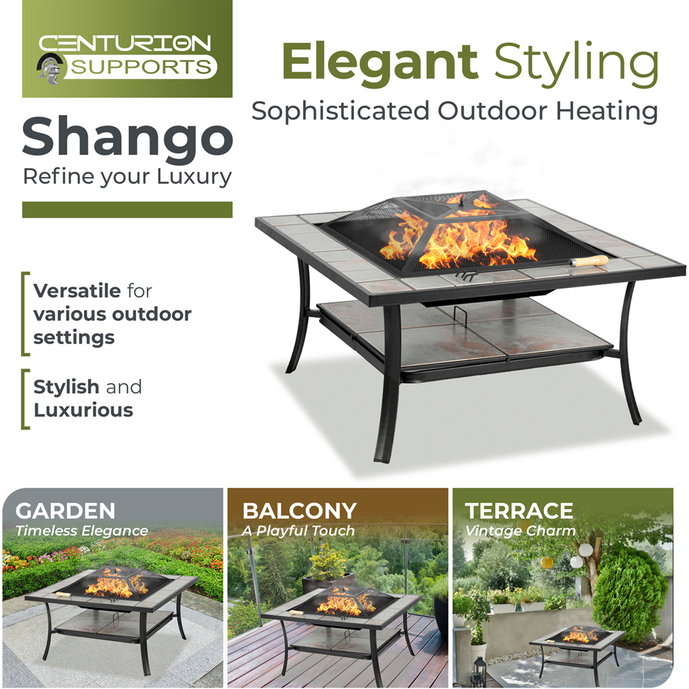 Centurion Supports Shango Black and Ceramic Fire Pit Table Image 8