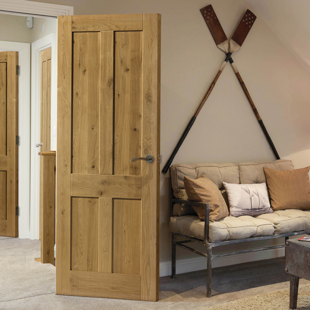 JB Kind Rustic Cottage Oak 4 Panel Internal Door 1981 x 610mm Image 2