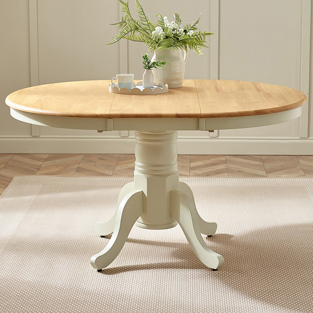 Furniturebox Fowey 6 Seater Extending Dining Table Cream and Oak Effect Image 1