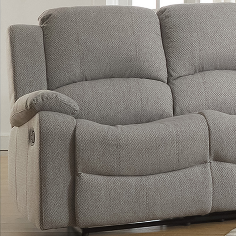 Marldon 3 Seater Light Grey Manual Recliner Sofa Image 3