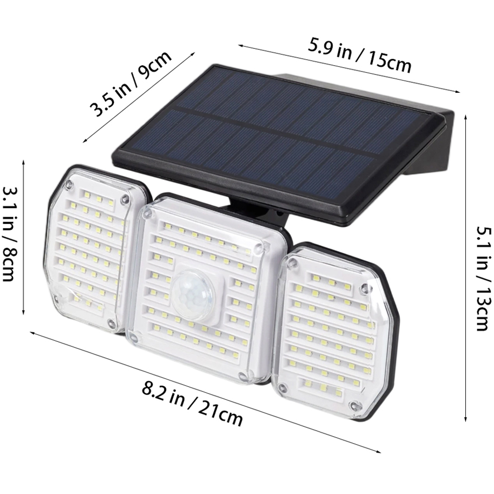 3-Head Rotating Solar Powered Motion Sensor Wall Light Image 5