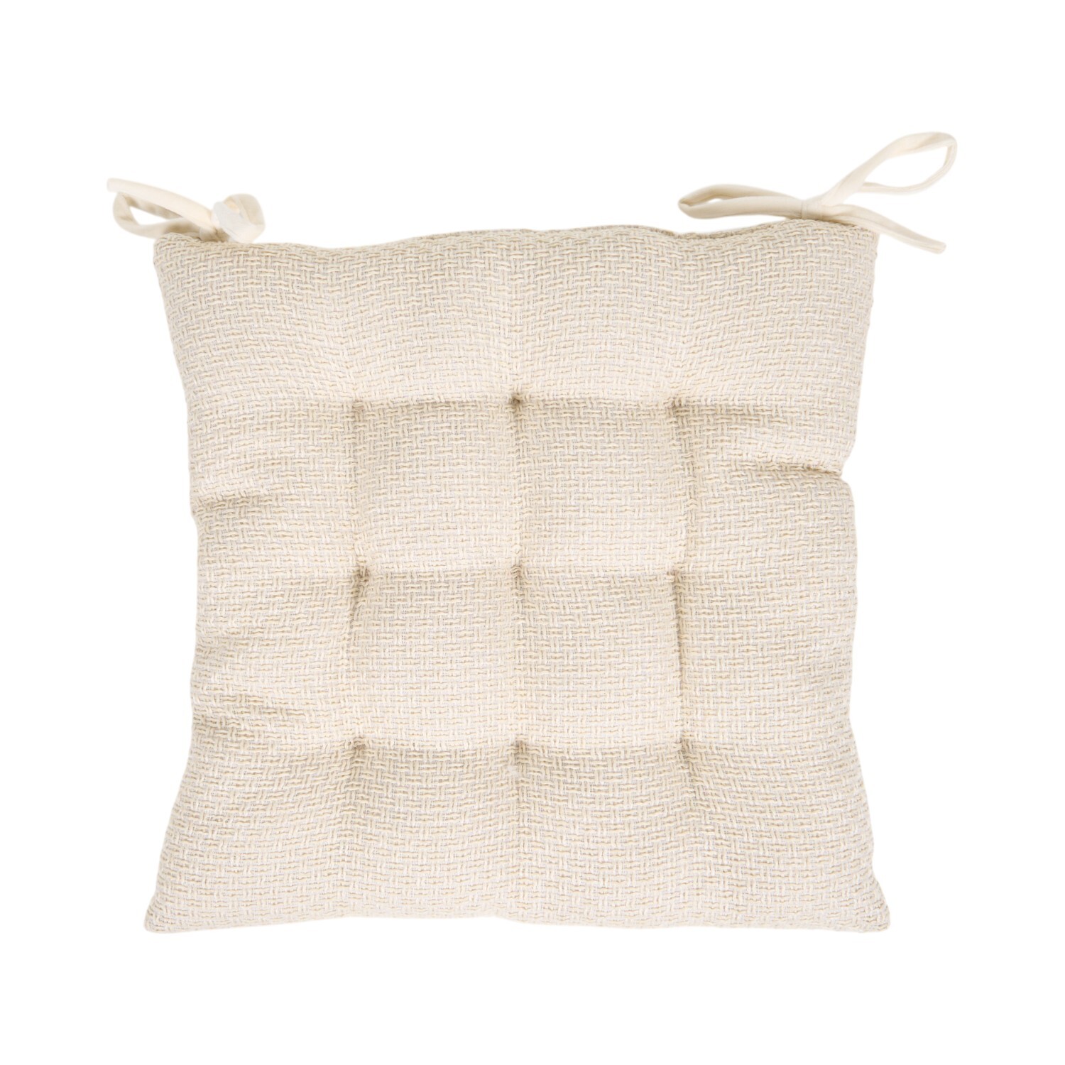 Plush Woven Seat Pad Cream and White Image 2