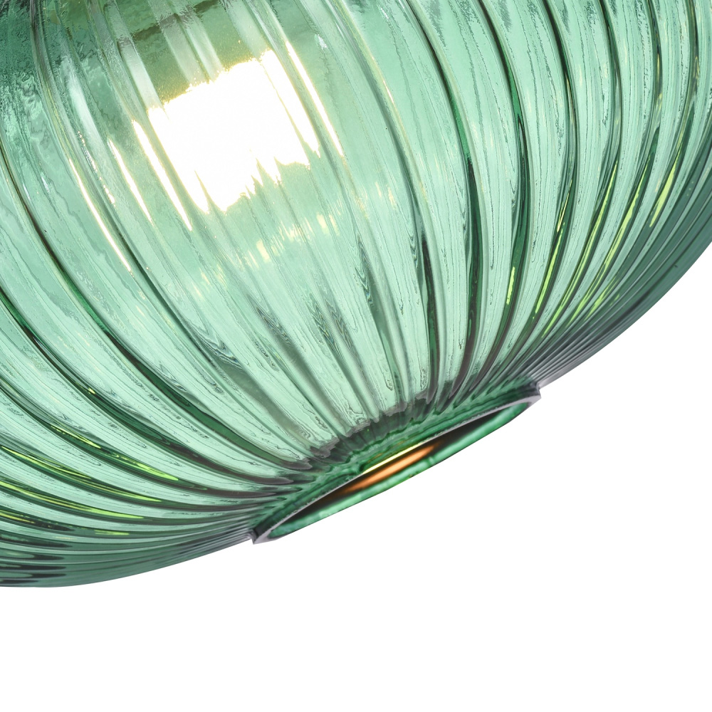 Happy Homewares Designer Emerald Forest Green Line Ribbed Glass Oval Pendant Shade Image 6
