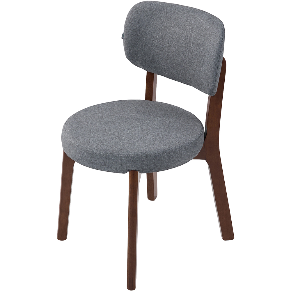Living and Home Set of 2 Grey Linen-Effect Fabric Upholstered Rubberwood Dining Chairs Image 3