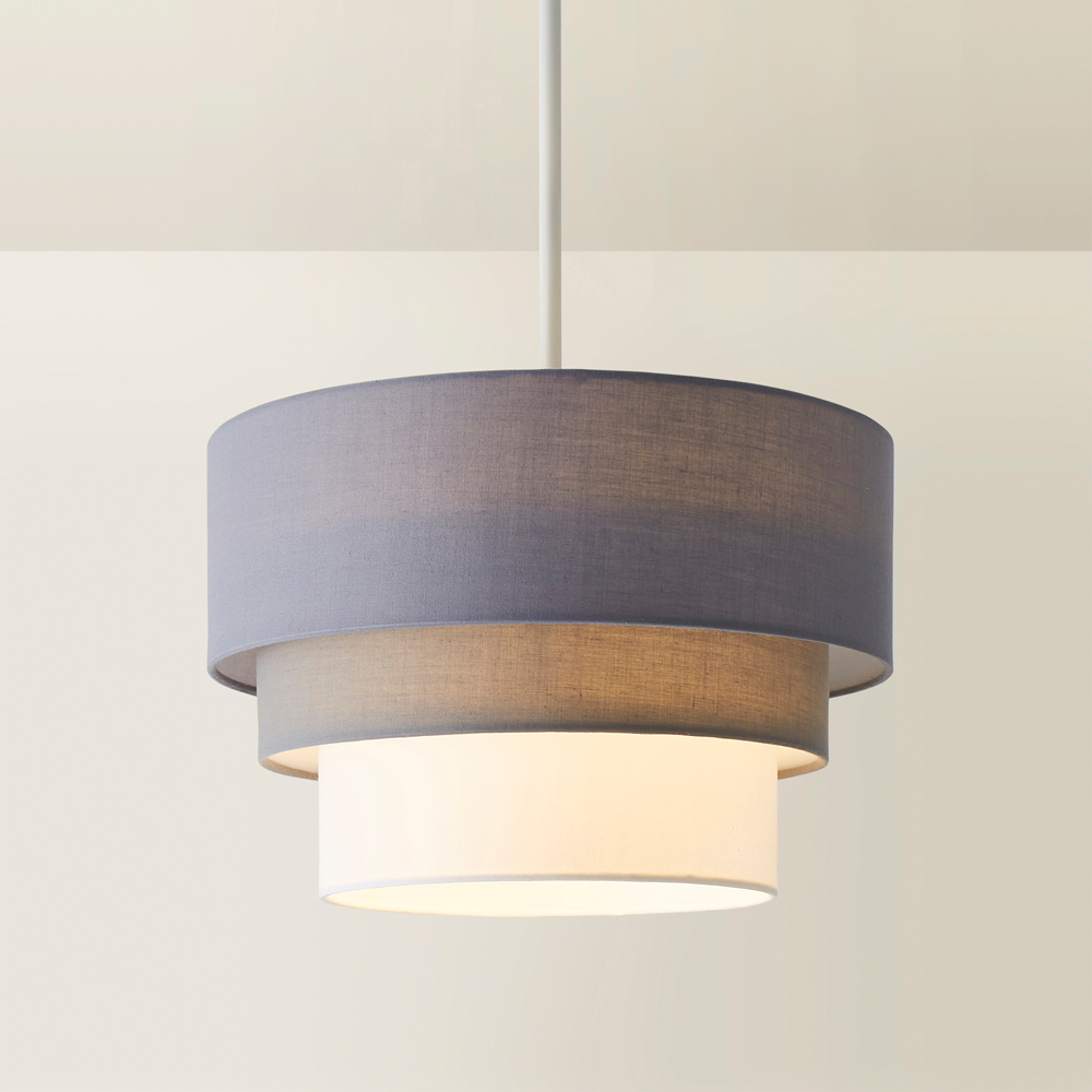 ValueLights Aztec 3 Tier Grey Fabric Ceiling Light Shade Image 2