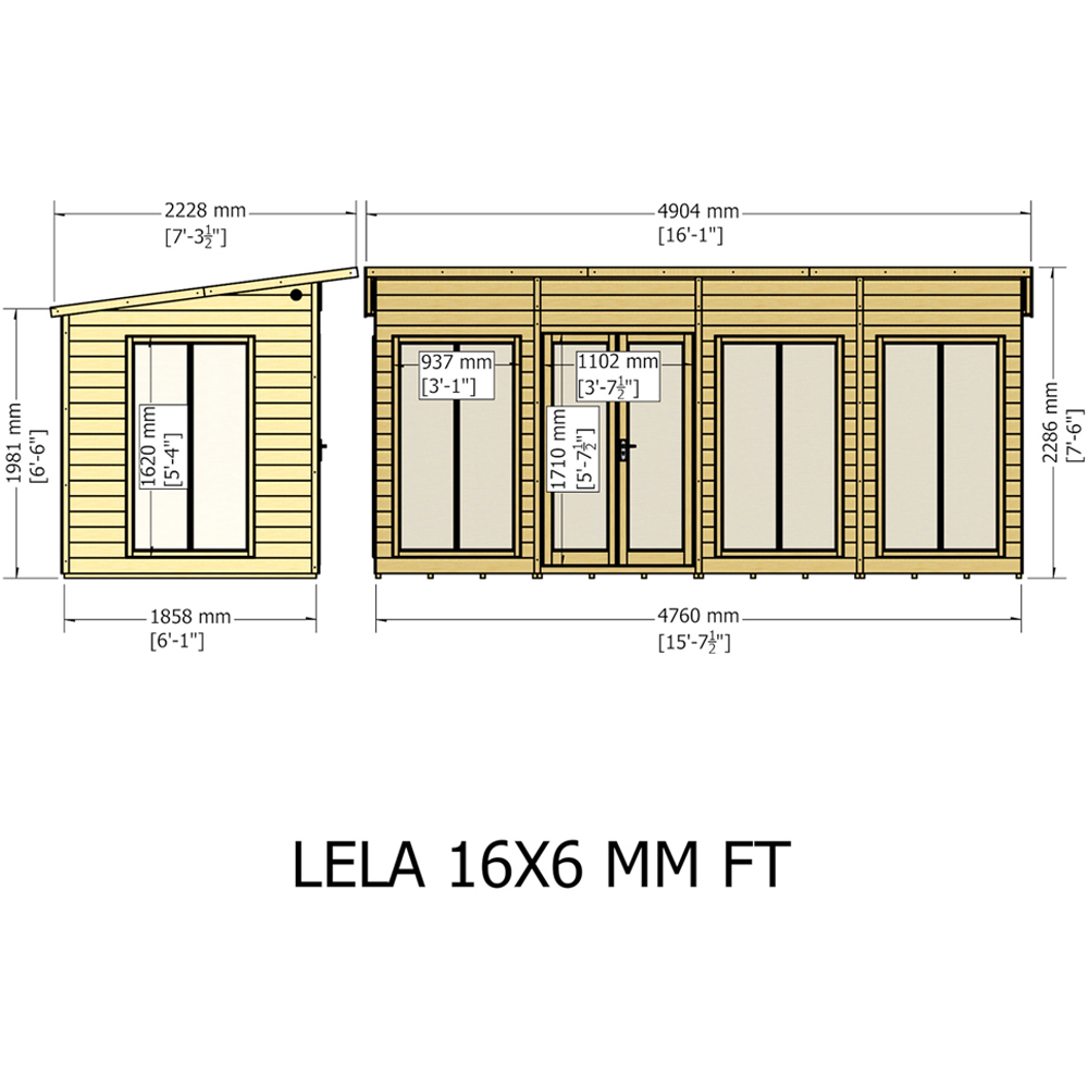 Shire Lela 16 x 6ft Double Door Summerhouse Image 9