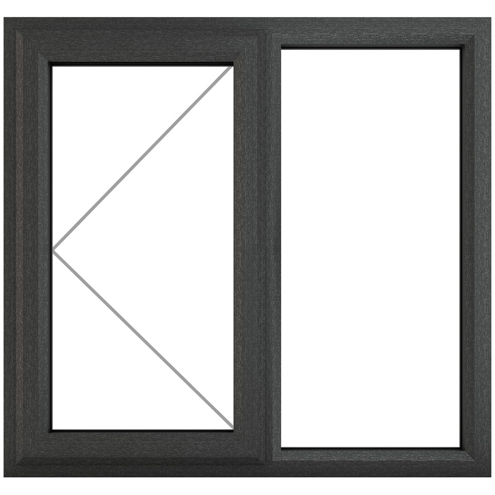 Crystal uPVC Triple Glazed Window LH Side Hung Next to a Fixed Grey White Clear Glass 1190x1040mm Image 2