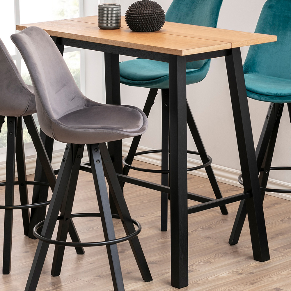 Florence Chara 4 Seater Bar Table Black and Oak Image 1