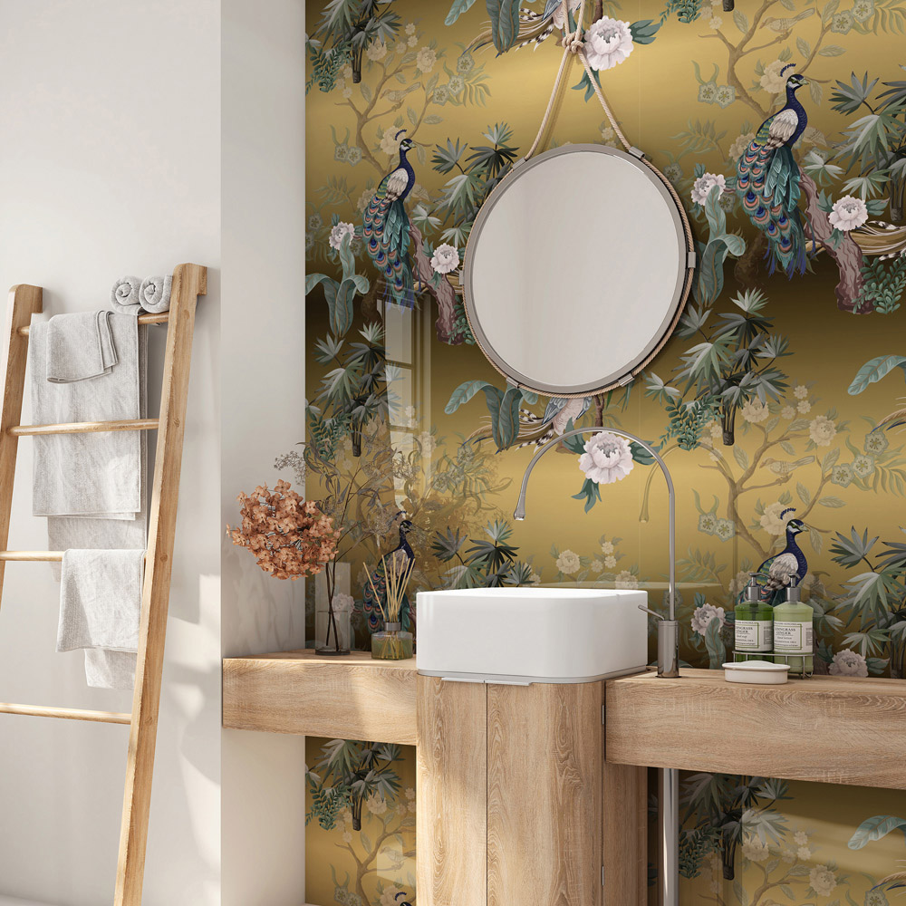 Splashbax Premium Artisan Golden Birds Di Bond Shower Panel 2400 x 1220mm Image 7