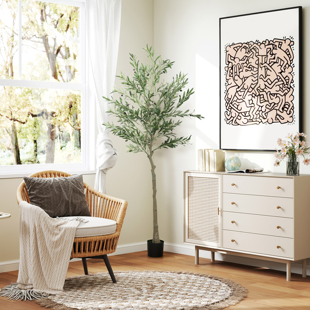 Portland Faux Potted Silk Olive Indoor Artificial Tree 180cm Image 3