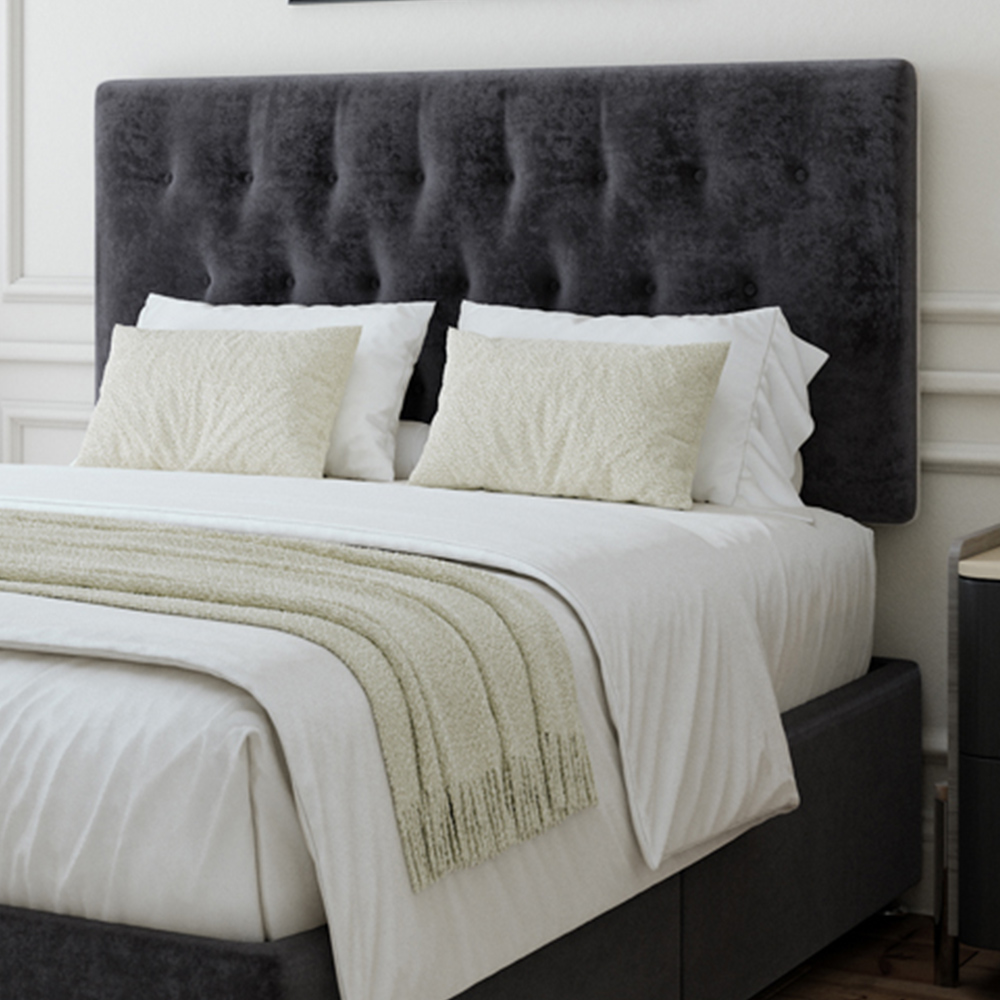 Bedmaster Super King Black Naples Linen Divan Base with Lona Headboard Image 2