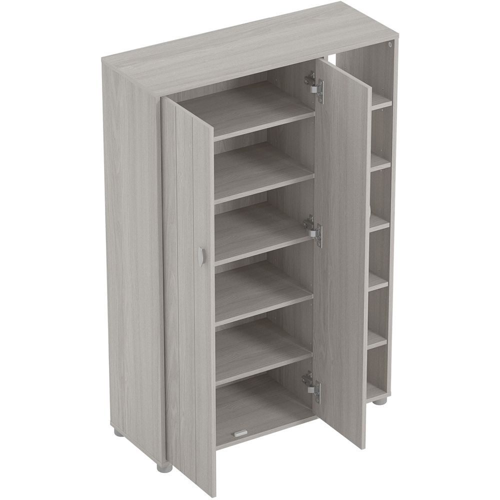 GFW Bideford Grey Oak Tall Shoe Cabinet with Open Storage Image 5