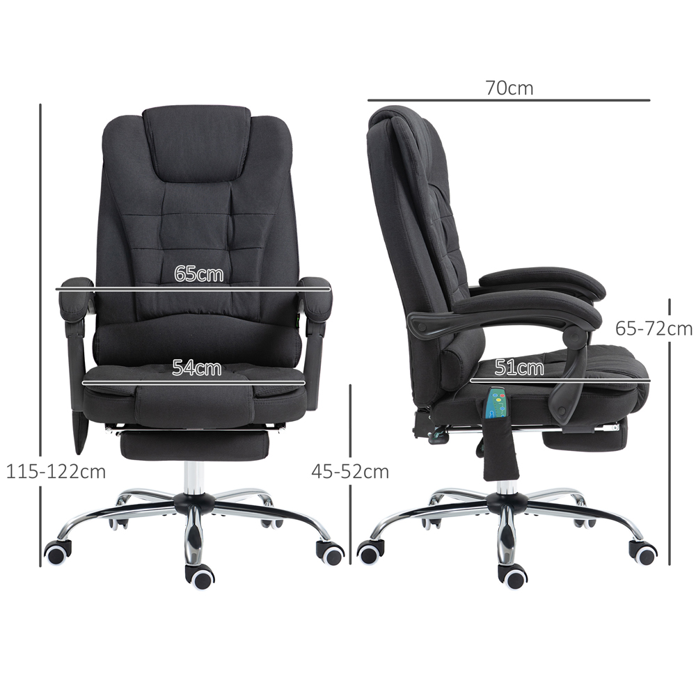 Portland Black Vibration Massage and Heat Office Chair with Footrest Image 9