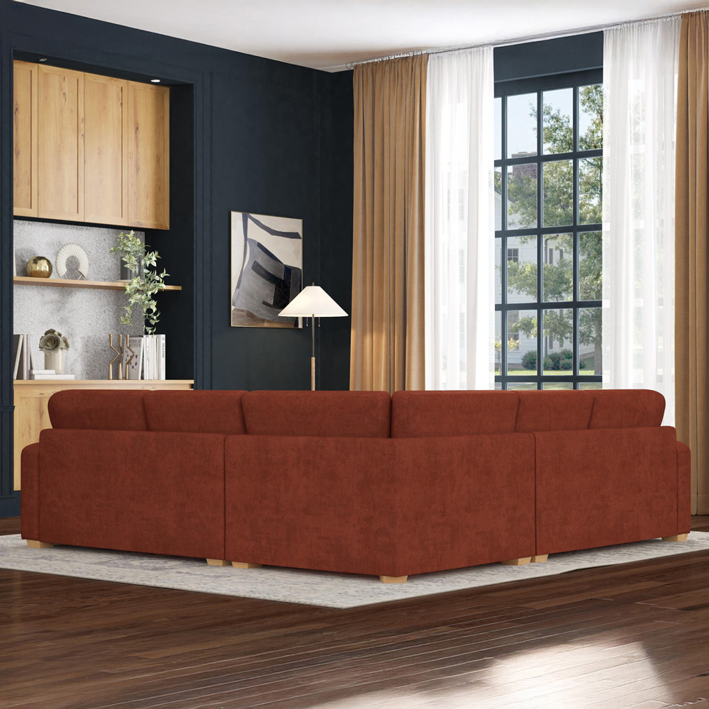 Theadford 4 Seater Marmalade Plush Velvet Fixed Back Corner Sofa Image 6