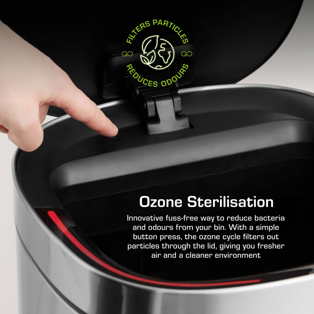 Swan Silver Stainless Steel Square Sensor Bin 30L Image 5