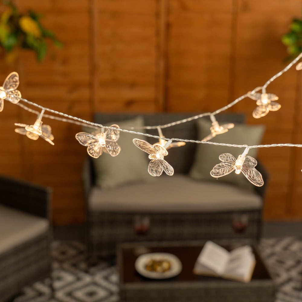 ValueLight Set of 20 Butterfly Clear Outdoor Solar String Light Image 3