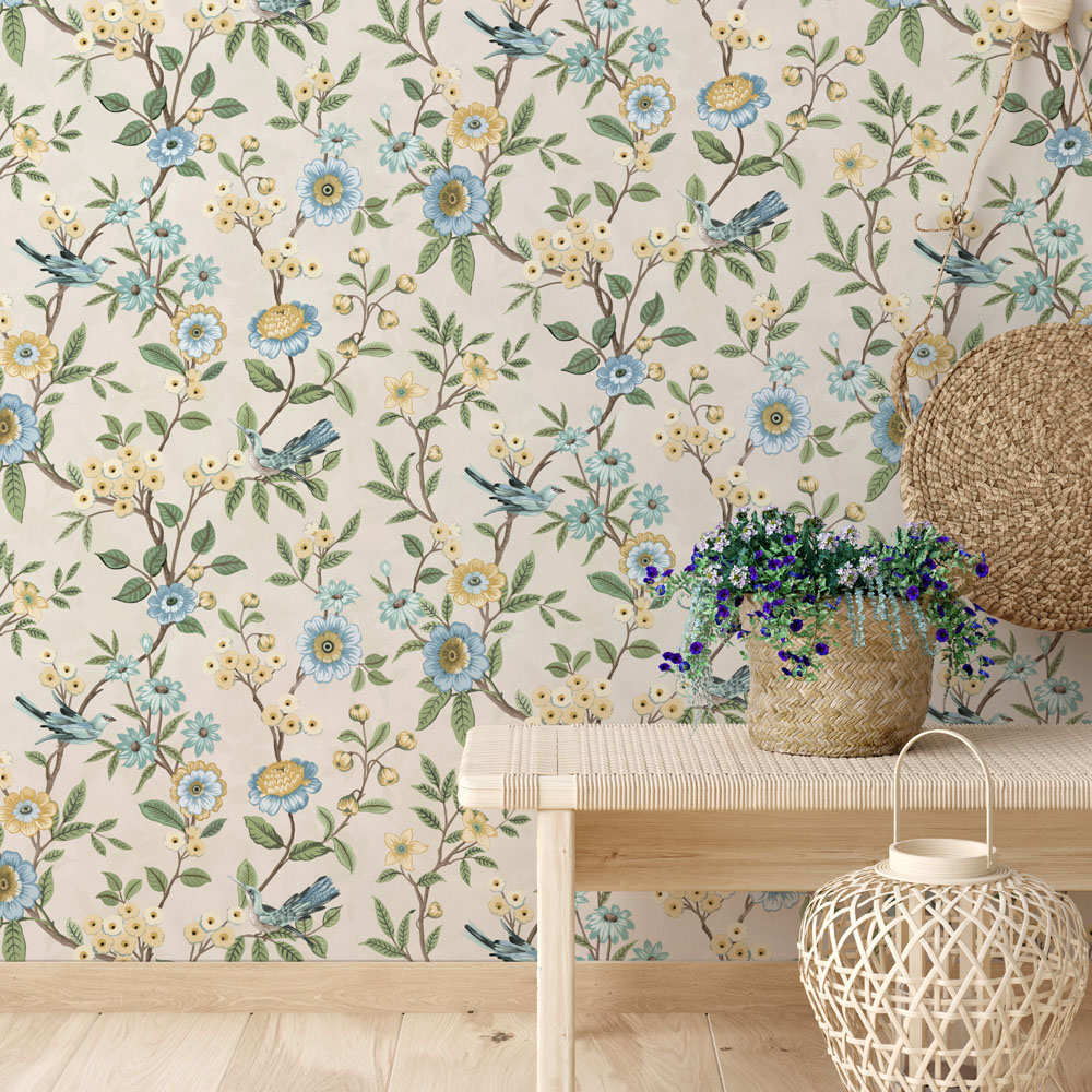 Fine Decor Eleanor Floral Natural Wallpaper Image 4