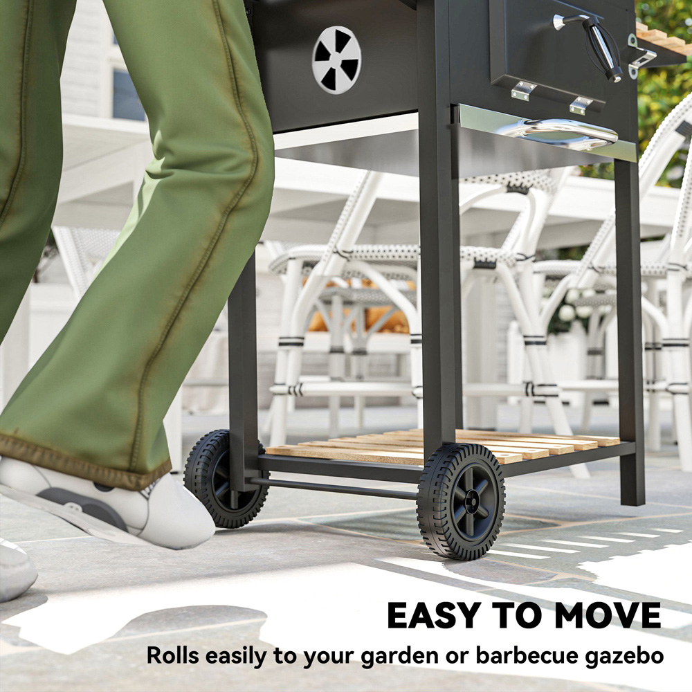 Outsunny Charcoal Barbecue Grill with Warming Rack 3 Shelf Image 8