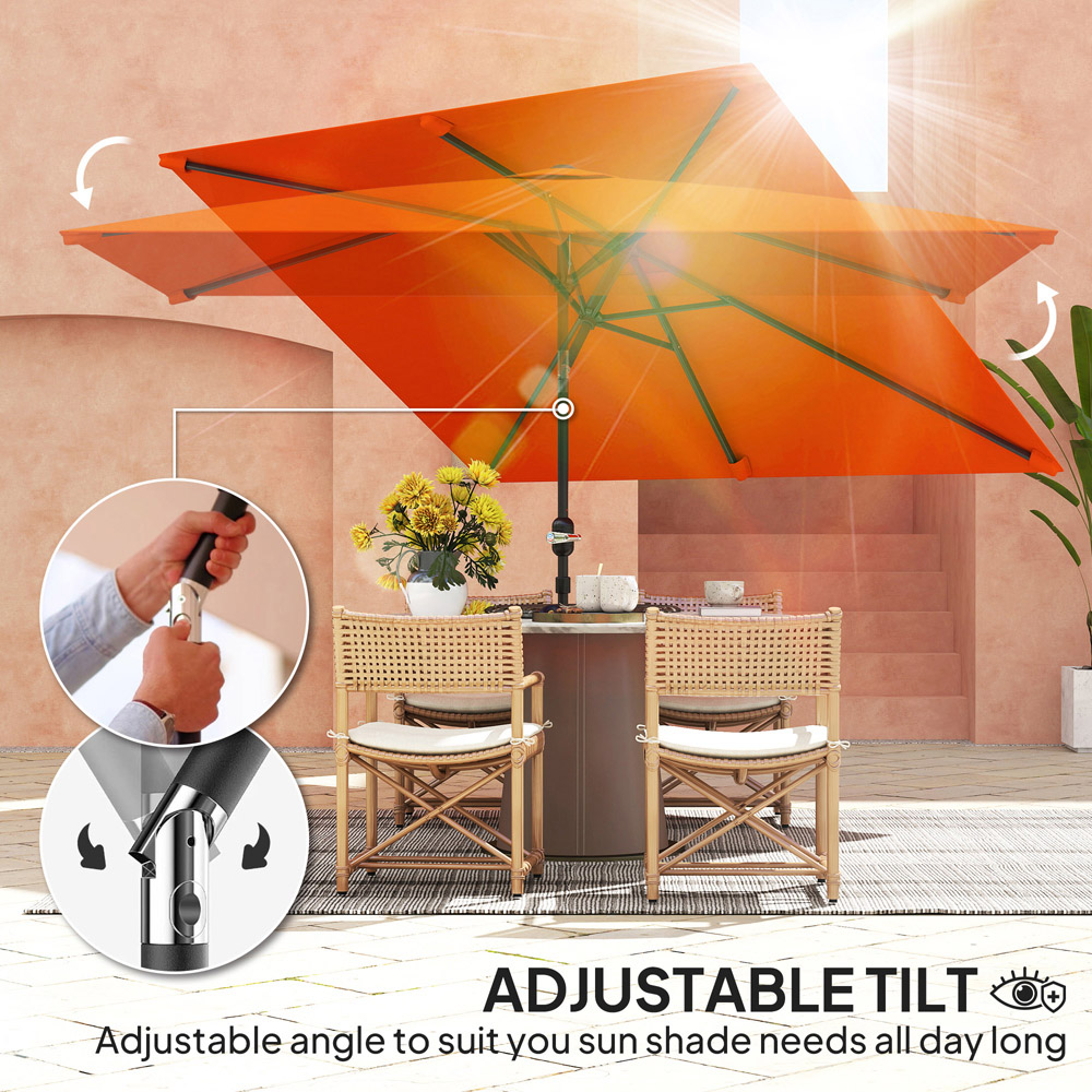 Outsunny Orange Crank and Tilt Parasol 3m Image 4