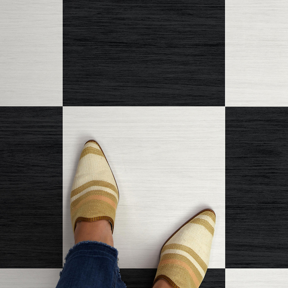 Floorpops Lawrence Black and White Peel and Stick Floor Tile 30.48 x 30.48cm 10 Pack Image 4