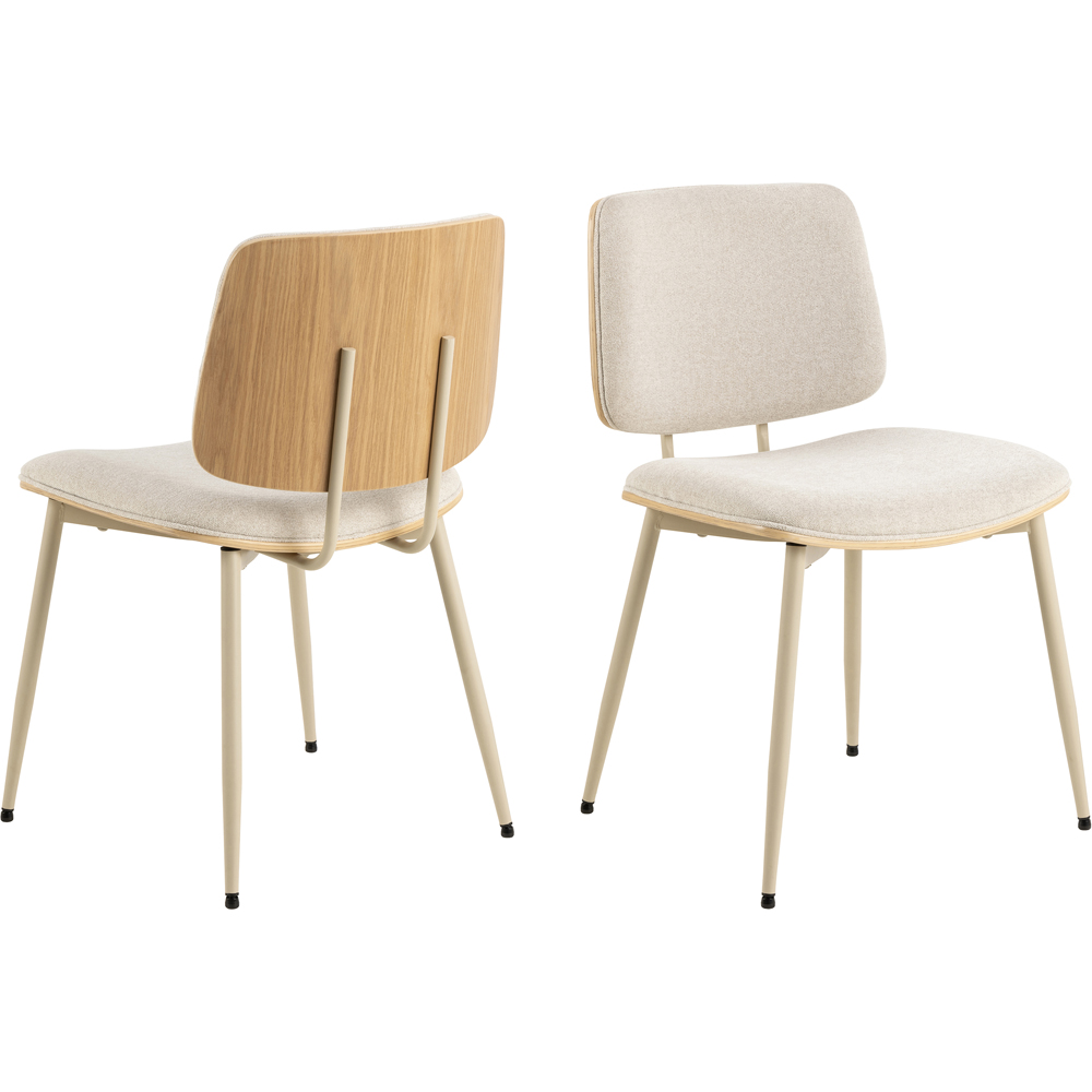 Florence Owen Set of 2 Beige Apia Fabric Dining Chair Image 2