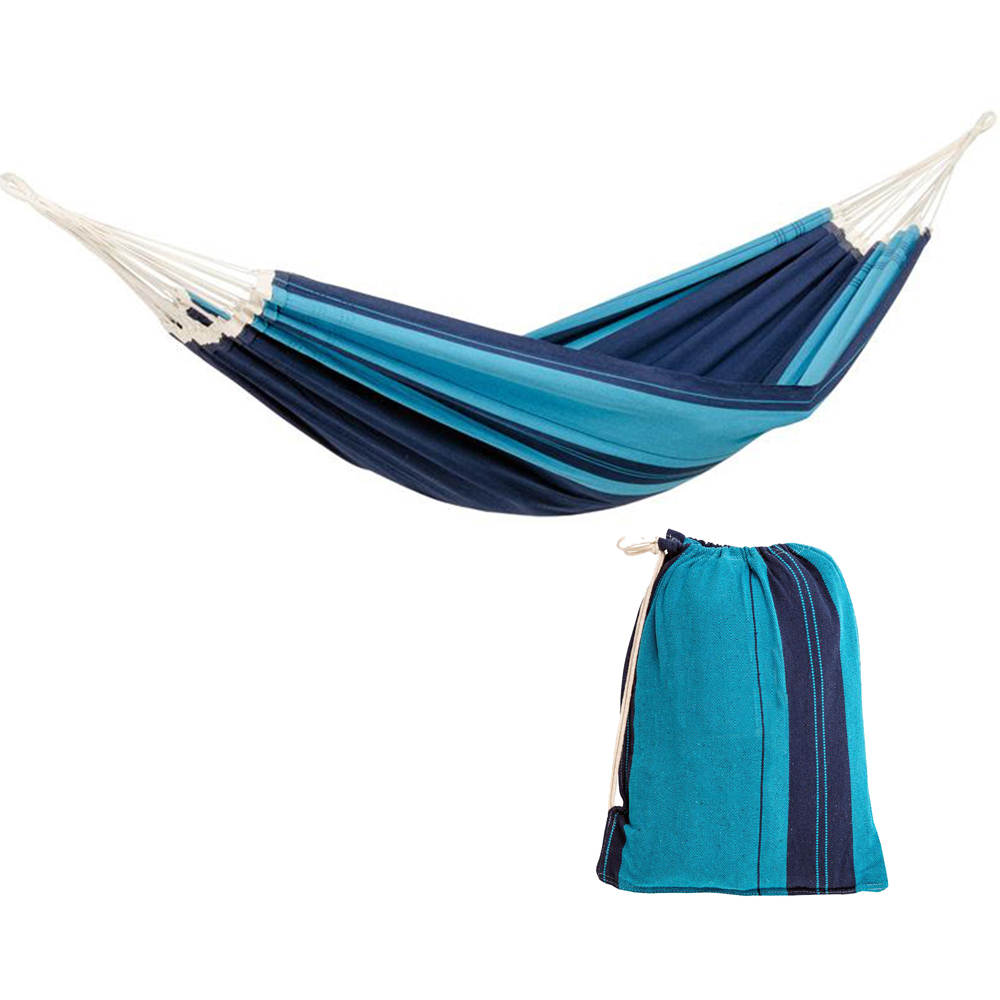 Amazonas Santana Blue Single Premium Traditional Cotton Garden Hammock Set Image 3