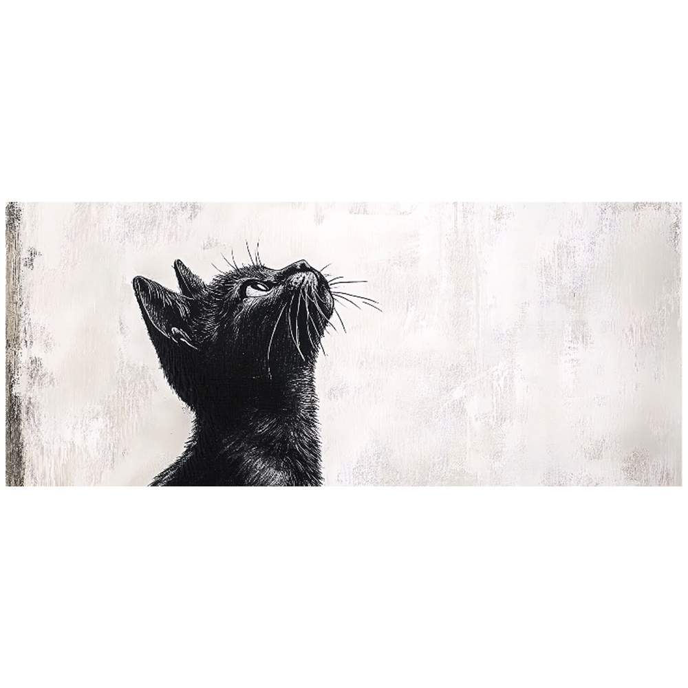 Warren Reed Designer Thoughtful Banksy Inspired Cat Glass Bathroom Splashback 25 x 60cm Image 2