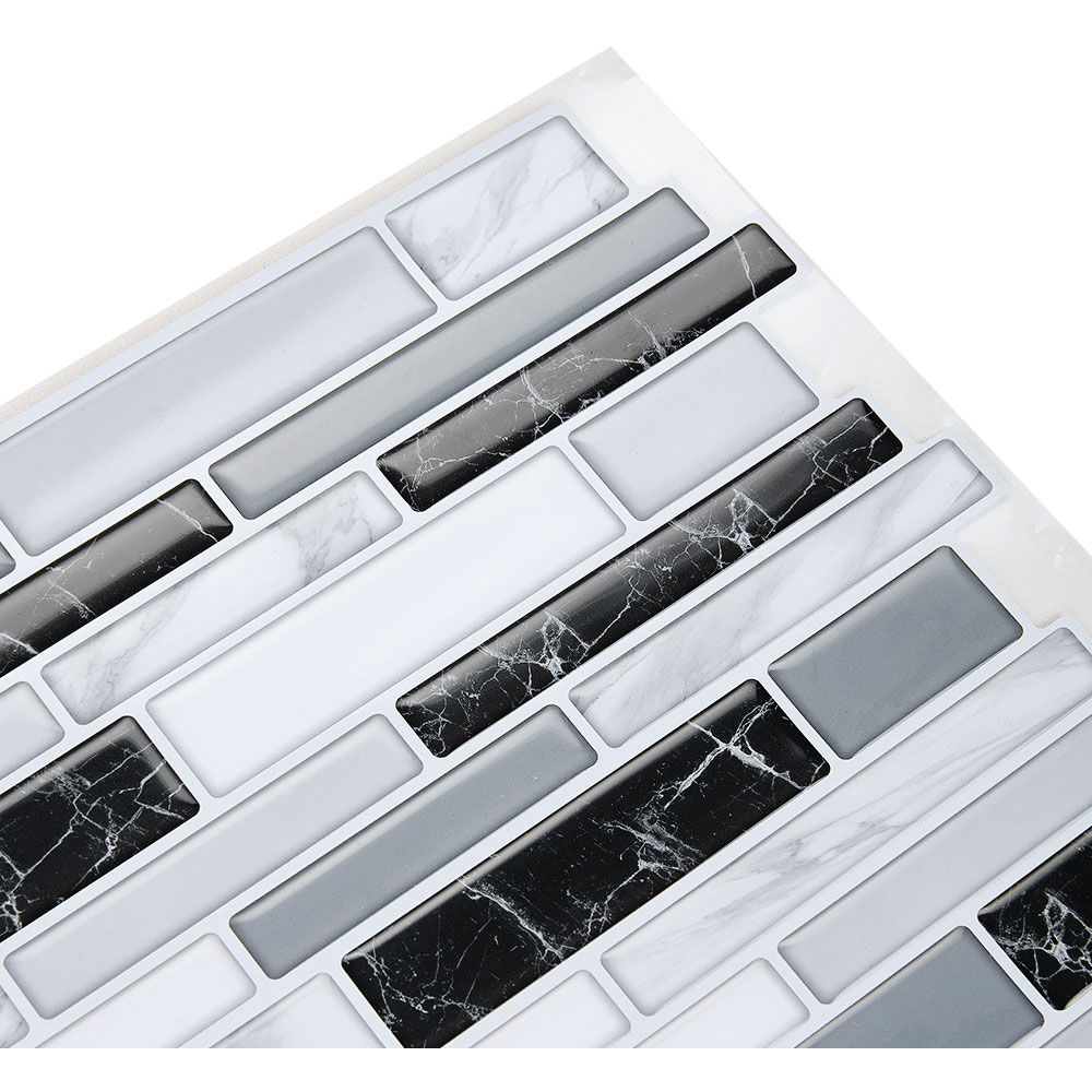 Living and Home Brick Effect Black and Grey Self Adhesive Wall Tile Sticker 10 Pack Image 5