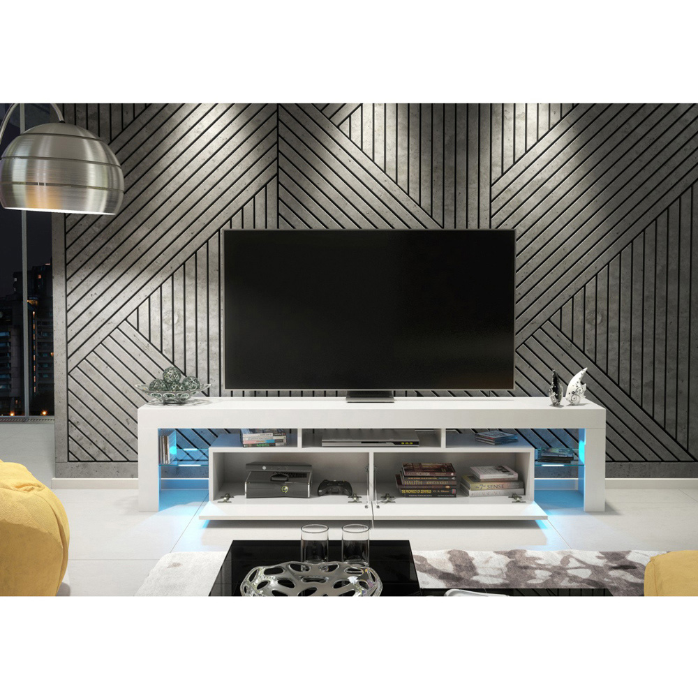 Creative Furniture Nova White and White Gloss 2 Door 3 Shelf TV Unit with LED Image 6