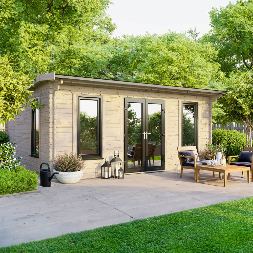 Power Sheds 18 x 14ft Centre Double Door Apex Log Cabin Image 2