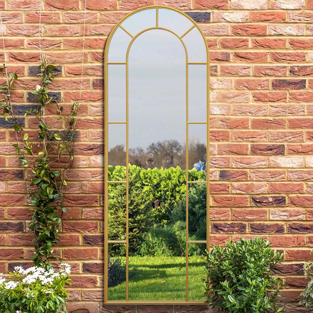 MirrorOutlet The Arcus Gold Framed Arched Leaner Garden Wall Mirror 170 x 60cm Image 2