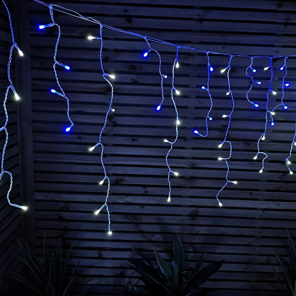 Samuel Alexander 1000 Blue and White LED Frosted White Cable Icicle Light 25m Image 9