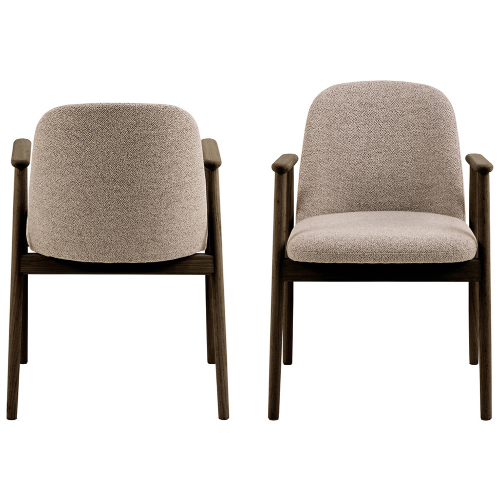 Florence Leo Set of 2 Beige Monza Fabric Dining Chair with Armrest Image 3