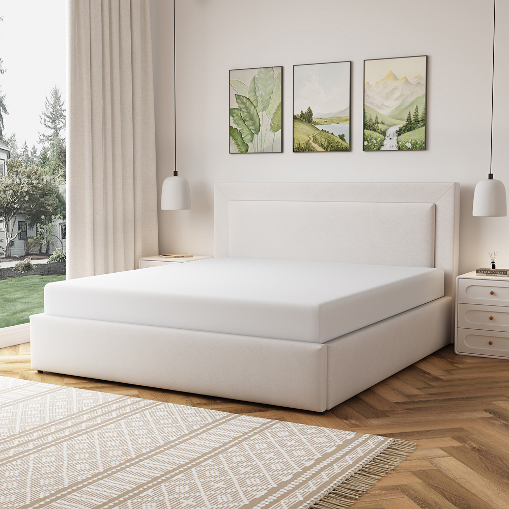 Artemis Home Weston Super King Size Beige Linen Upholstered Ottoman Bed Image 4