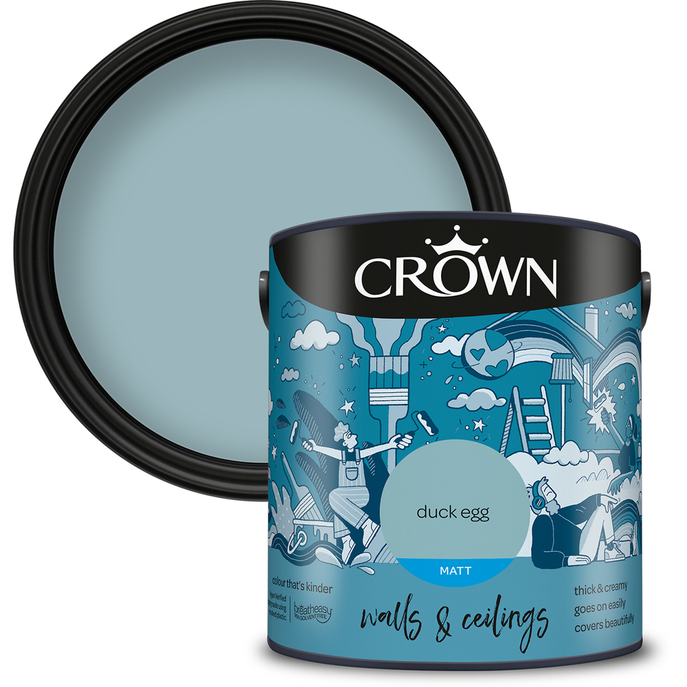 Crown Wall & Ceilings Duck Egg Matt Emulsion 2.5L Image 1
