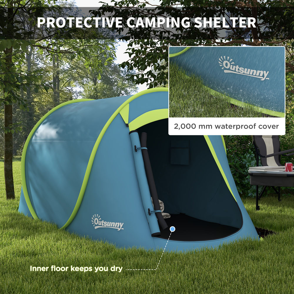 Outsunny 2 Person Waterproof Pop Up Camping Tent with Carry Bag Blue Image 5
