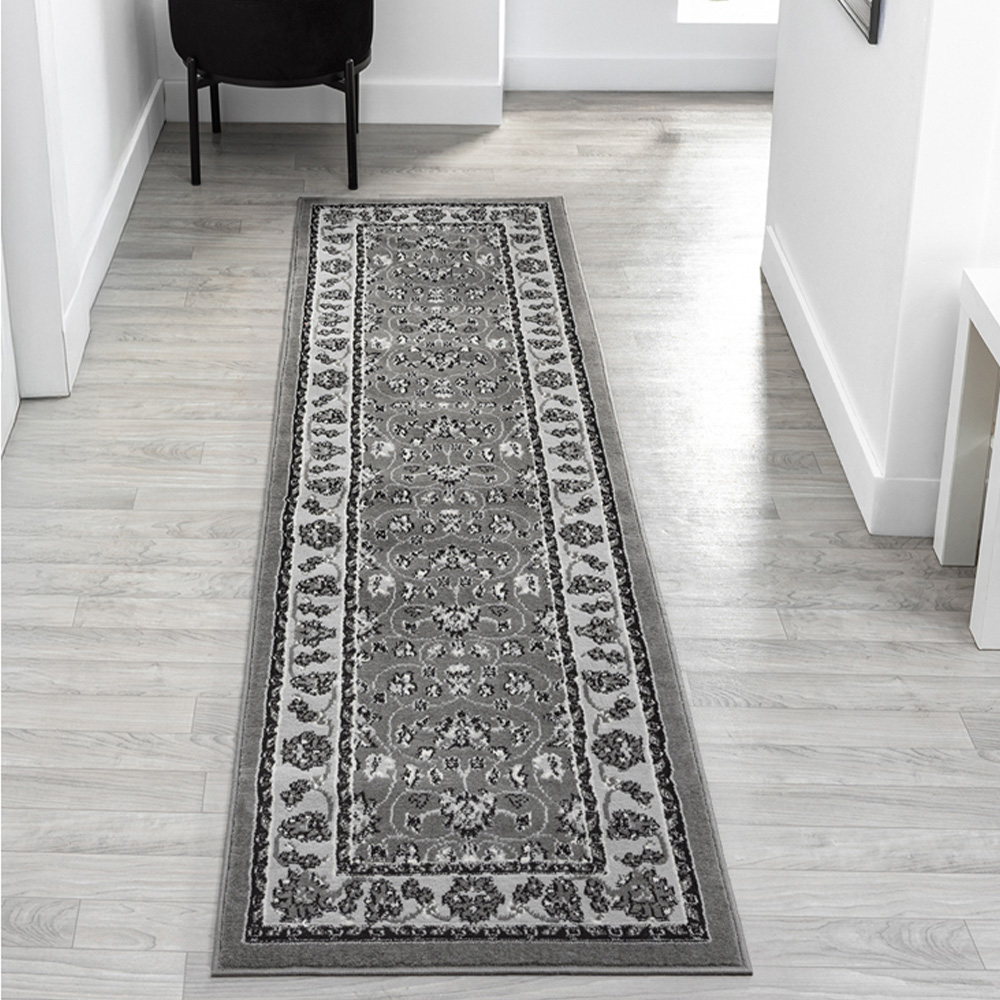 Desire Rugs Obsidian Grey Classical Traditional Rug 60 x 220cm Image 2