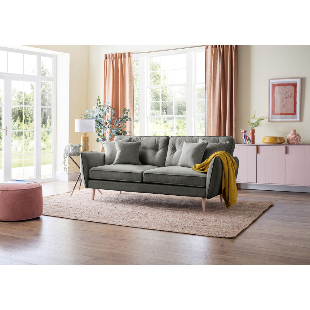 Opry Faro 3 Seater Button Back Slate Sofa Image 5
