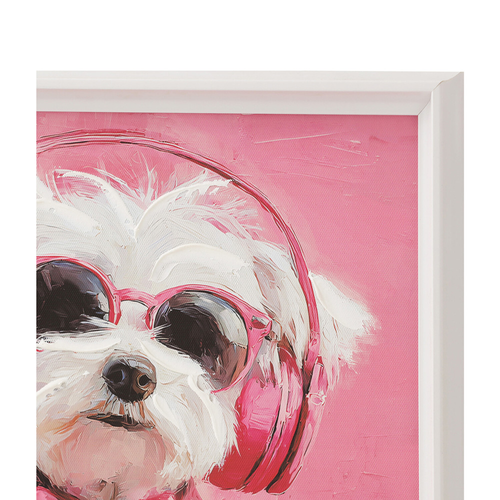 Poised Pink Maltese Dog Framed Art Image 7