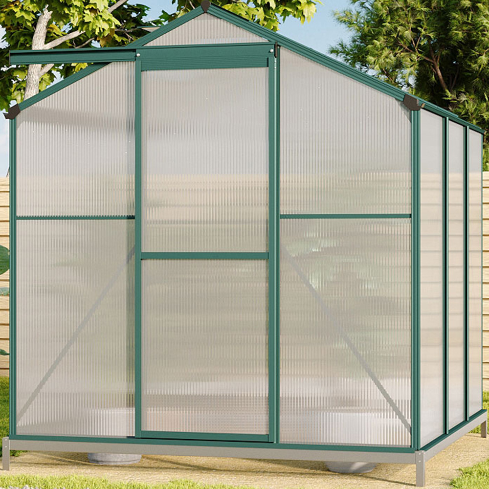 Living and Home Aluminium Frame 6 x 6ft Greenhouse with Base Image 5