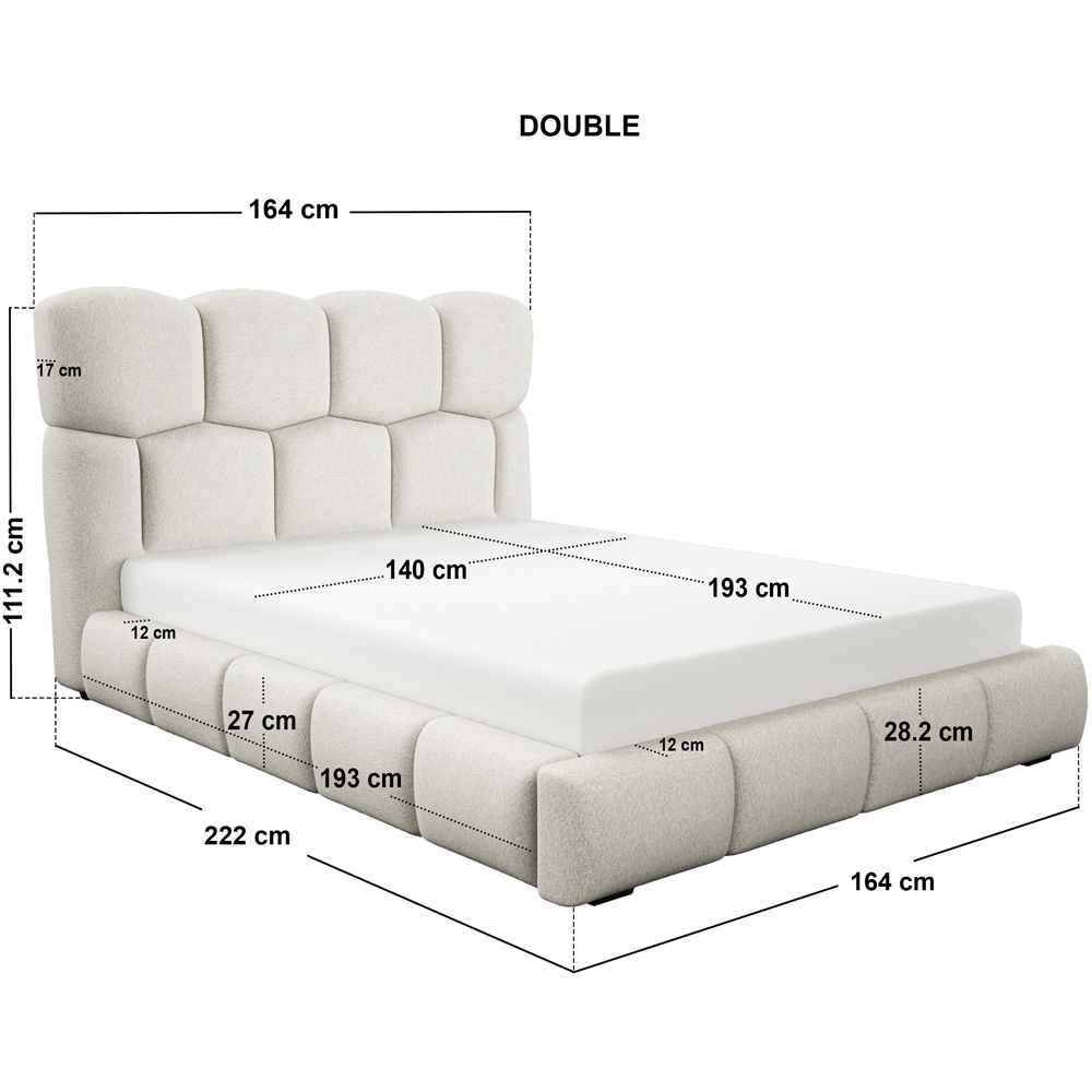 SOLACE+CO Irma Double Cream Chenille Upholstered Marshmallow Bed with Padded Headboard Image 6