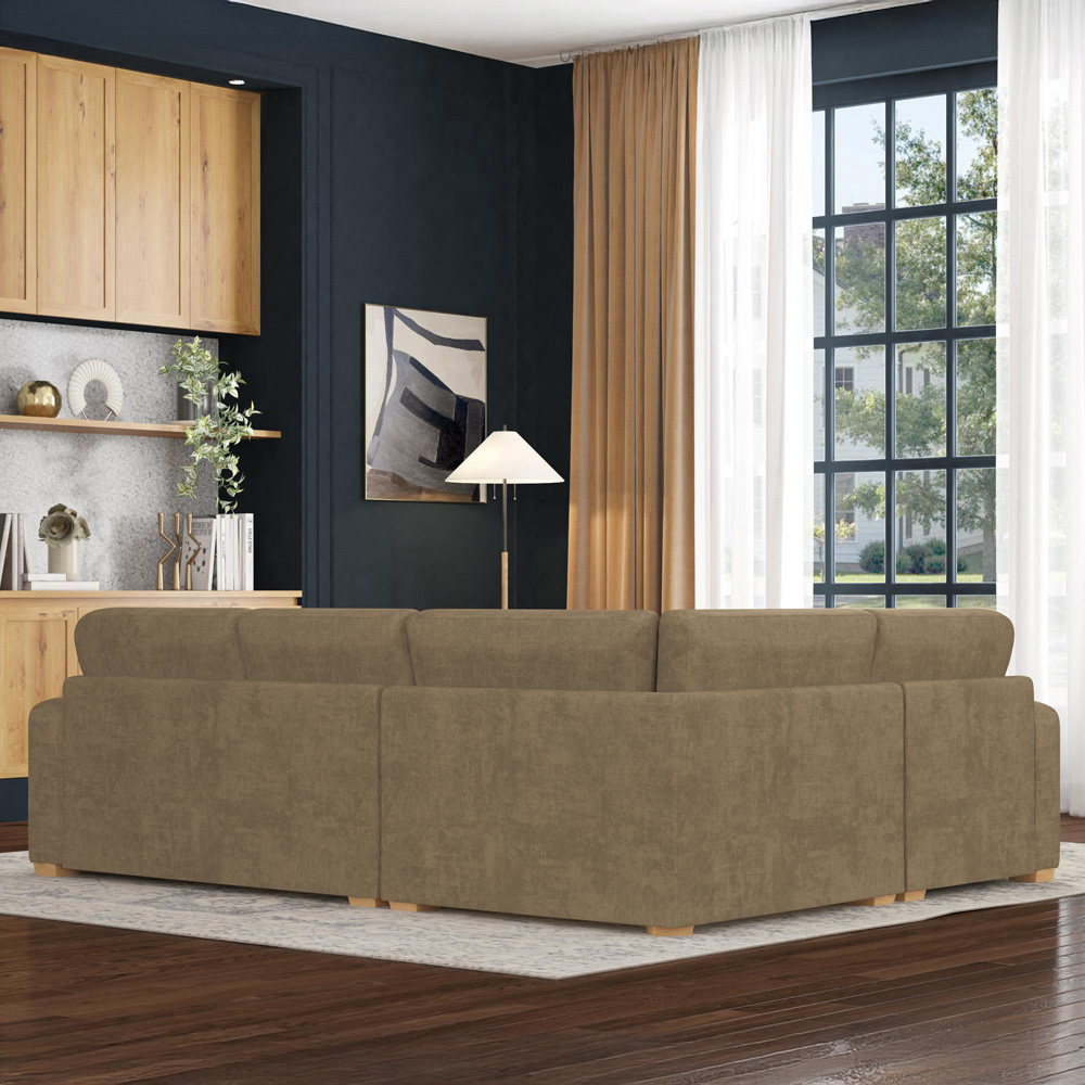 Theadford 3 Seater Mink Plush Velvet Fixed Back Left Hand Corner Sofa Image 6